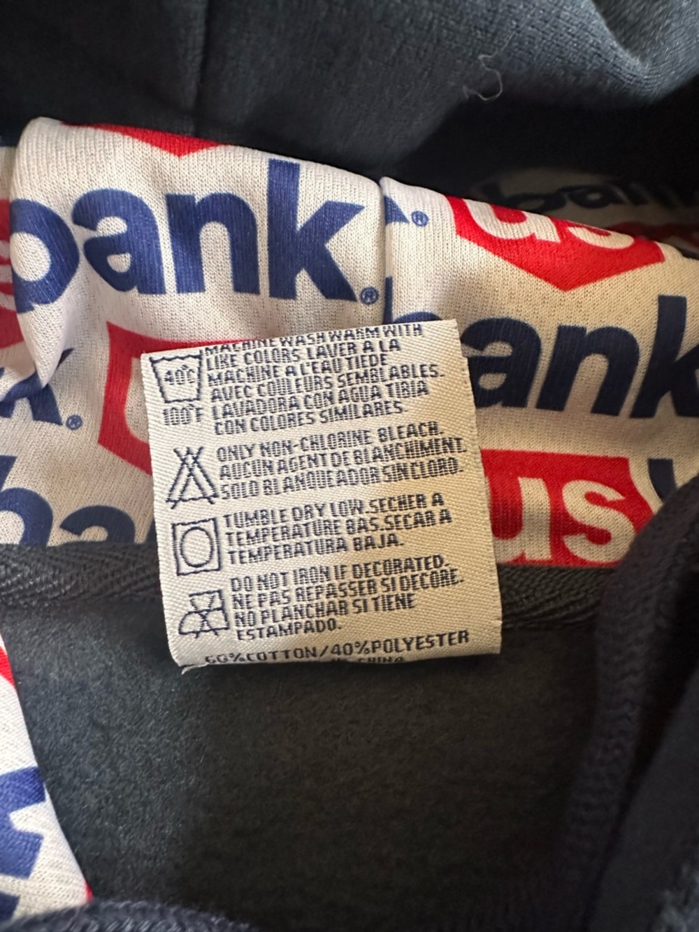 US Bank Hoodie Men’s Medium Navy Pullover Logo Sweatshirt Corporate Promo - Picture 9 of 13